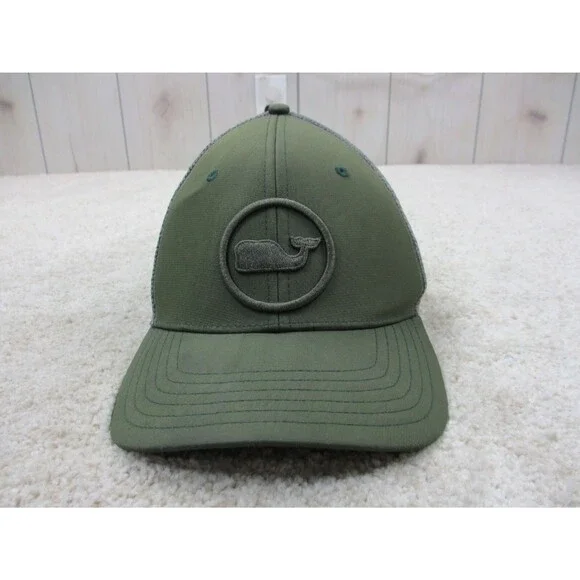 Vineyard Vines Hat Cap Snap Back One Size Green Gray Whale Trucker Preppy Mens - Picture 1 of 11